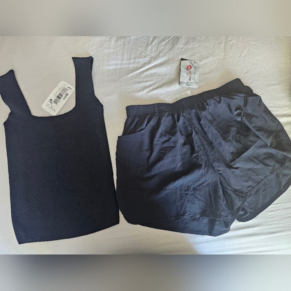 3pc Baleaf Black Mini Skirt, Shorts And Top